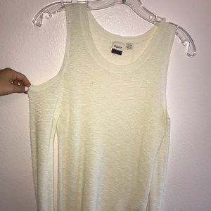 Like new roxy cream long sleeve top with cut outs